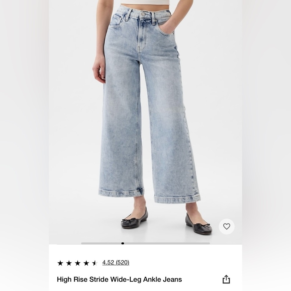 Gap high rise stride wide-leg ankle jeans. size 14/32 regular. NWT. - Picture 3 of 6